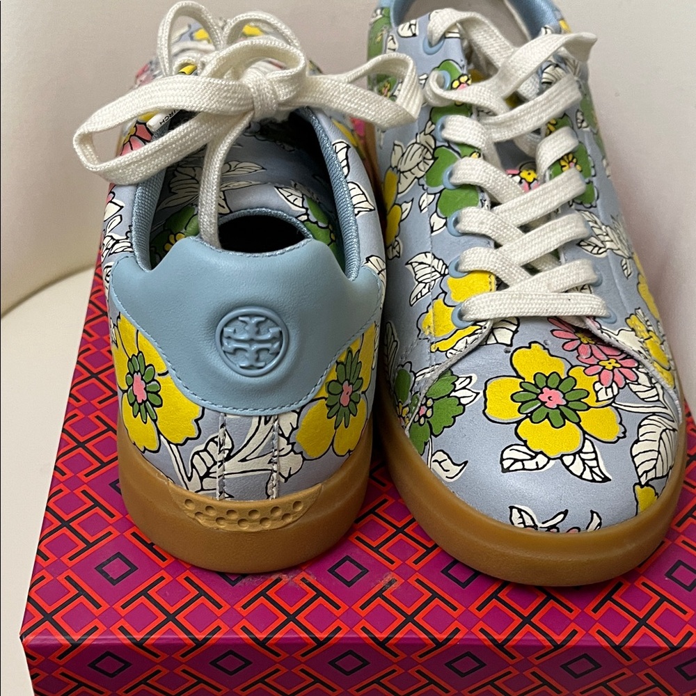 Tory Burch Floral Sneakers with Yellow and Green Accents